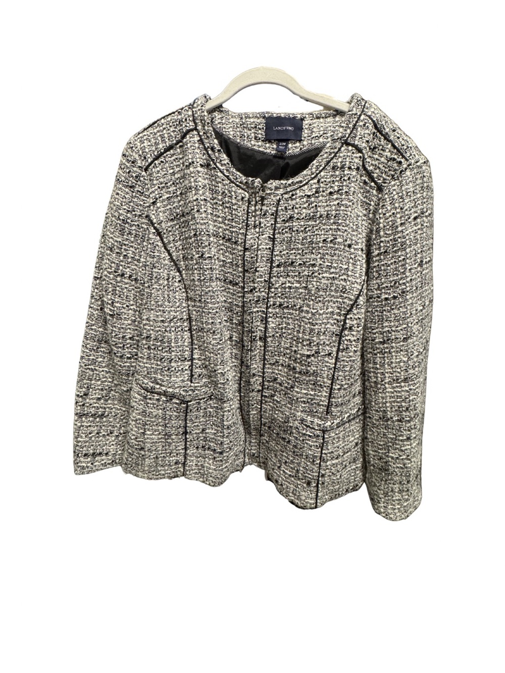 Lands' End Black and White Tweed Blazer